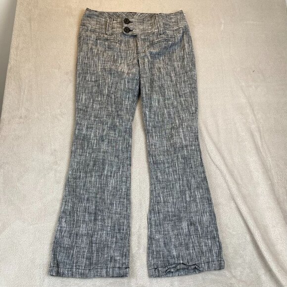 Maurices Women's Linen Cotton Blend Pants 7/8 Gray Linen Blend Wide-Leg Business - Picture 12 of 13